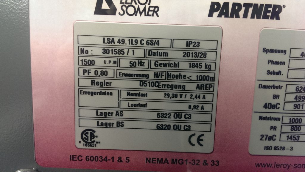 Revisionen und Reparatur / Instandsetzung von Leroy Somer Generatoren LSA49.1 L9C6S4 aus Blockheizkraftwerken (BHKW)
