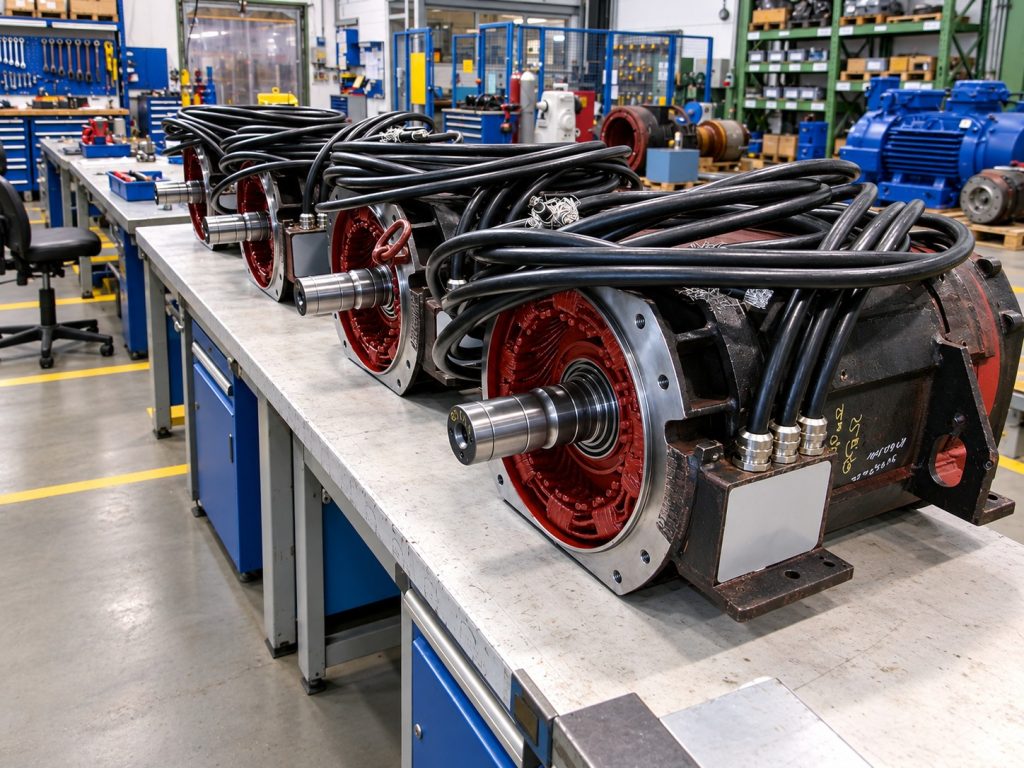 Revision und Instandsetzung von Siemens Fahrmotoren / Bahnmotoren / Traktionsmaschinen Typ 1TB1622 bei der momac Group in Moers