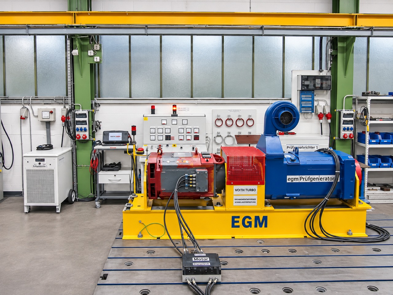 Siemens Gleichstrommotor 1 KB2021 beim Leistungstest im Prüffeld der momac Group